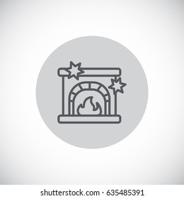  Christmas fireplace Icon Vector. 