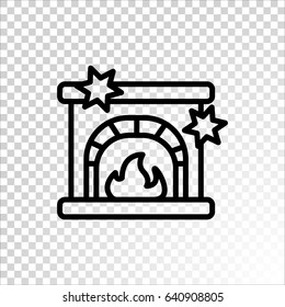  Christmas fireplace Icon Vector. 