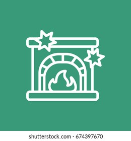  Christmas fireplace Icon Vector. 