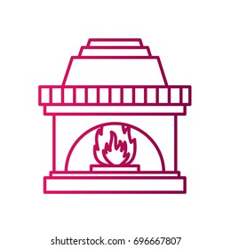 Christmas fireplace Icon Vector.