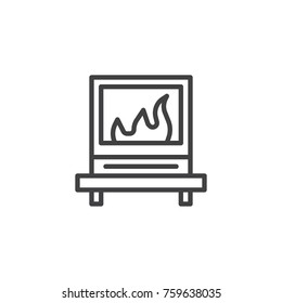 Christmas fireplace line icon, outline vector sign, linear style pictogram isolated on white. Symbol, logo illustration. Editable stroke