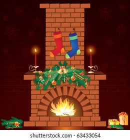 Christmas fireplace and socks