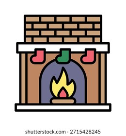Weihnachten Kamin Vektor Illustration, Gefüllte Stil Symbol.