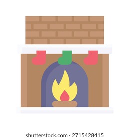 Weihnachten Kamin Vektor Illustration, flachen Stil Symbol.