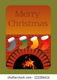 Christmas fireplace vector image