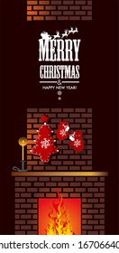 Christmas fireplace vector image