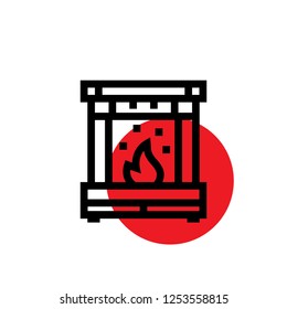 Christmas firewood, fireplace, warm home vector icon