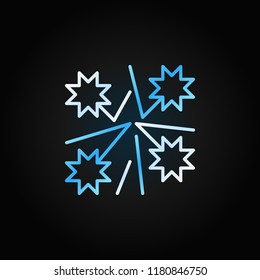 Christmas Firework blue line vector icon or symbol on dark background