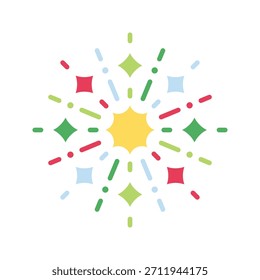 Christmas Firework Burst Vector Illustration, Flat Style Icon
