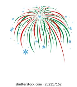 Christmas firework design on white background 