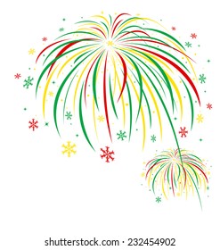 Christmas firework design on white background 