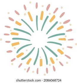 Icono vectorial plano de fuegos artificiales de Navidad aislado en fondo blanco. Feliz Navidad y feliz celebración del año nuevo. Explosión de luces festivas