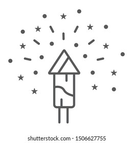 Christmas firework thin line icon, party and new year, firecracker sign, vector graphics, a linear pattern on a white background, eps 10.