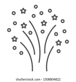 Christmas firework thin line icon, party and new year, firecracker sign, vector graphics, a linear pattern on a white background, eps 10.