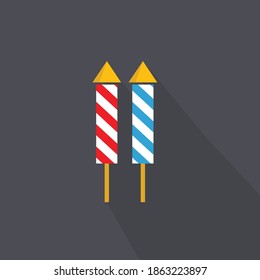 Christmas Fireworks Blue Red Icon Vector 