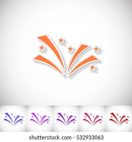 Christmas fireworks. Flat sticker with shadow on white background. Vector illustration