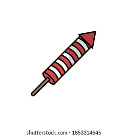 Fondo plano vectorial del icono de fuegos artificiales de Navidad