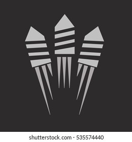 Christmas fireworks on dark background icon with burst petard, stars. Festival celebrate and party.