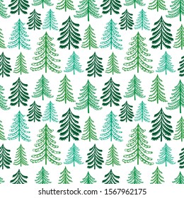 Christmas fir-trees, vector seamless pattern