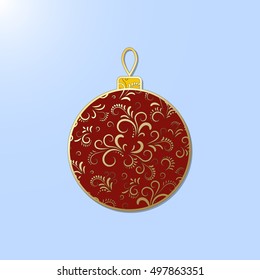 Christmas fishnet decoration: ball. Element can be used to decorate greeting cards and other Christmas decorations.