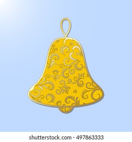 Christmas fishnet decoration: bell. Element can be used to decorate greeting cards and other Christmas decorations.