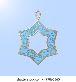 Christmas fishnet decoration: Star. Element can be used to decorate greeting cards and other Christmas decorations.