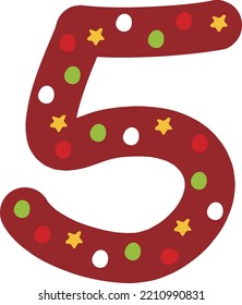 Christmas five number decoration lettering