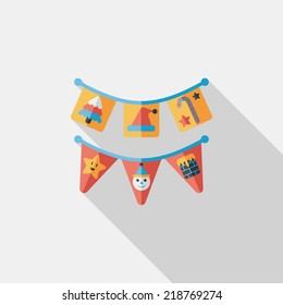 Christmas flags flat icon with long shadow,eps10