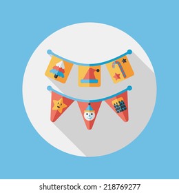Christmas flags flat icon with long shadow,eps10
