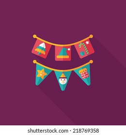 Christmas flags flat icon with long shadow,eps10