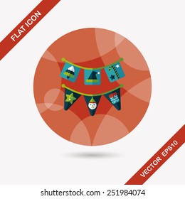 Christmas flags flat icon with long shadow,eps10
