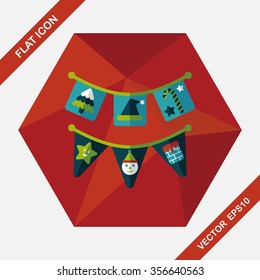 Christmas flags flat icon with long shadow,eps10