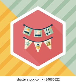 Christmas flags flat icon with long shadow,eps10
