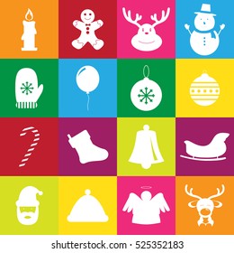 Christmas flat color icons set 