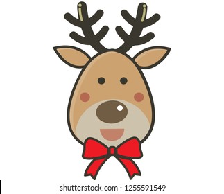 Christmas Flat Deer Boy Smiling Cute Vector