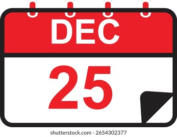 Christmas Flat Design Icon Calendar pad with December 25th