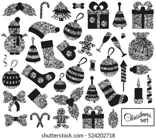 Christmas flat elements set. Vector illustration.