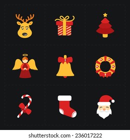 Christmas flat golden icons