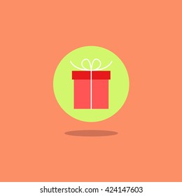 Christmas flat icon illustration of gift box