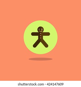 Christmas flat icon illustration of ginger bread
