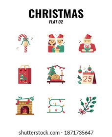 Christmas flat Icon set 2.  Christmas ornamental and decorative element. vector