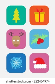 Christmas flat icon set. vector