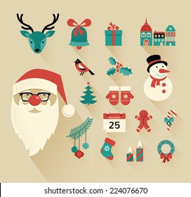 Christmas flat icons design set