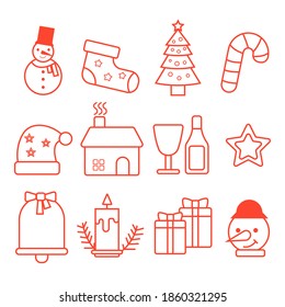 Christmas flat icons, element for patterns, cards, apps stickers, vector background