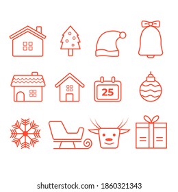 Christmas flat icons, element for patterns, cards, apps stickers, vector background