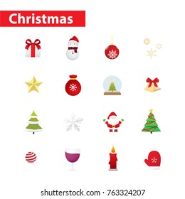 christmas flat icons, christmas icon set