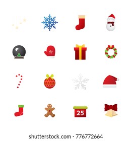 christmas flat icons, christmas icon set