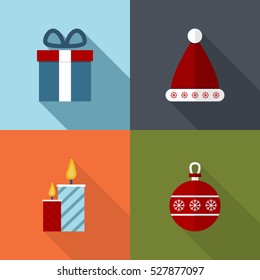 Christmas Flat Icons with Long Shadows