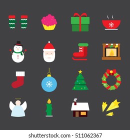 Christmas flat Icons set