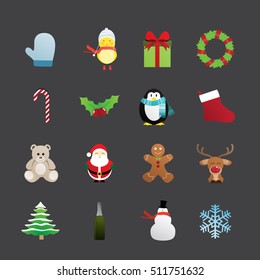 Christmas flat Icons set
